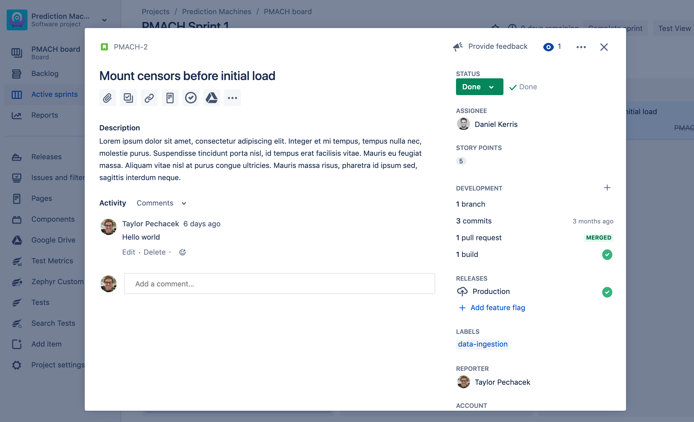 View development information to Jira