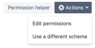 A cropped screenshot of the actions menu in the permissions settings of a JSW project
