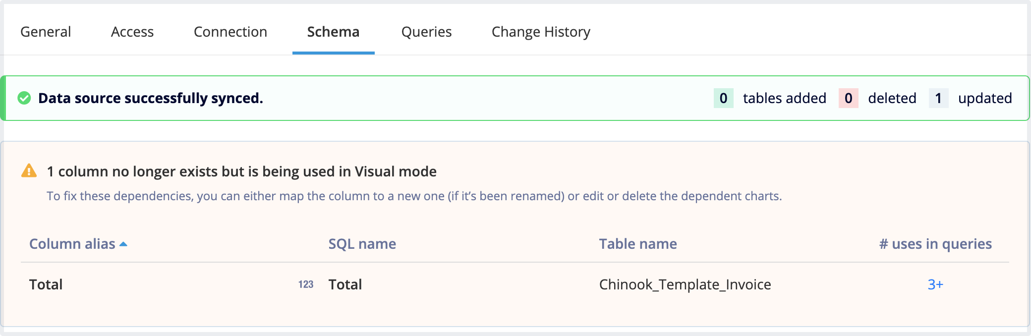 Detected missing column after schema sync.