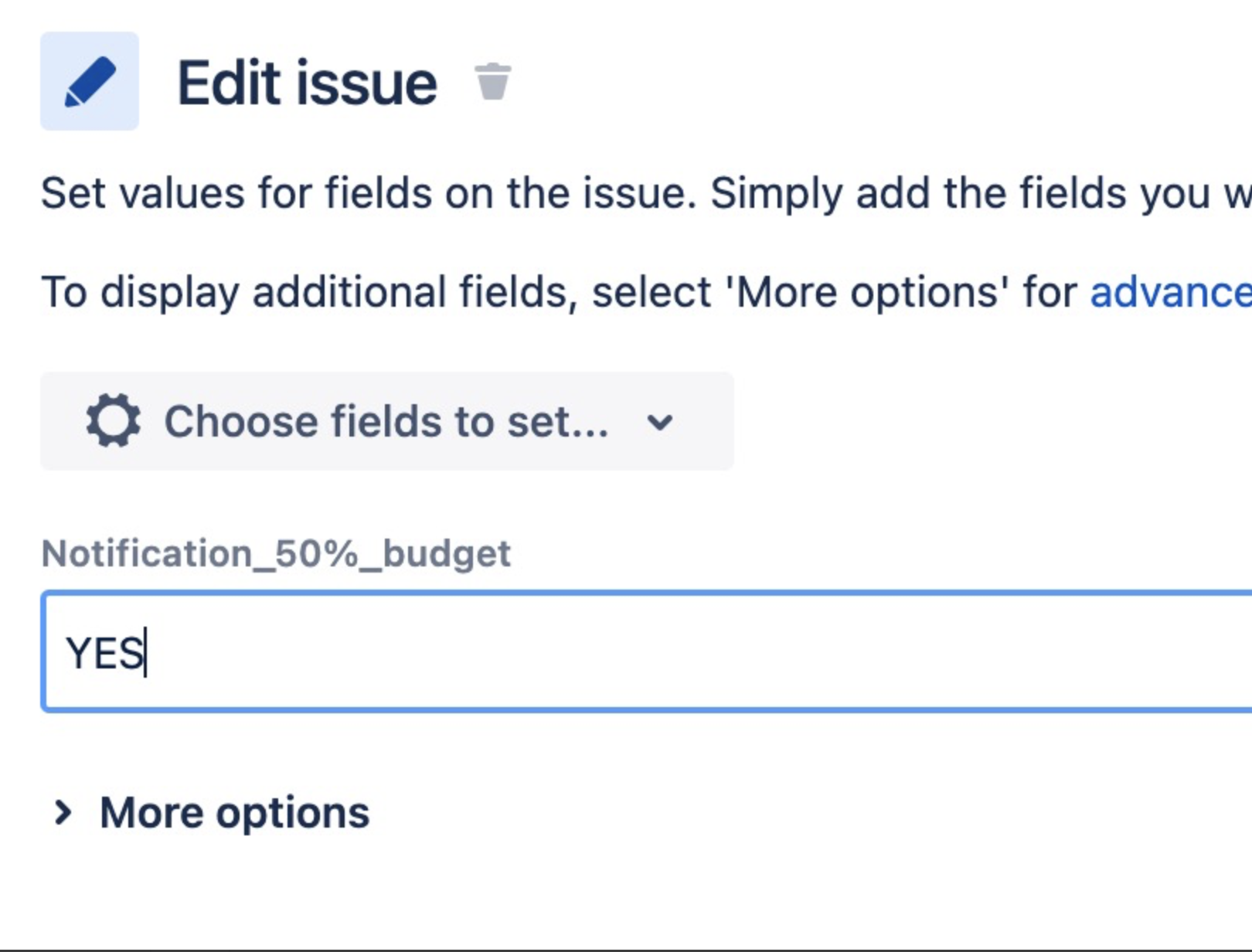 Edit issue automation rule component