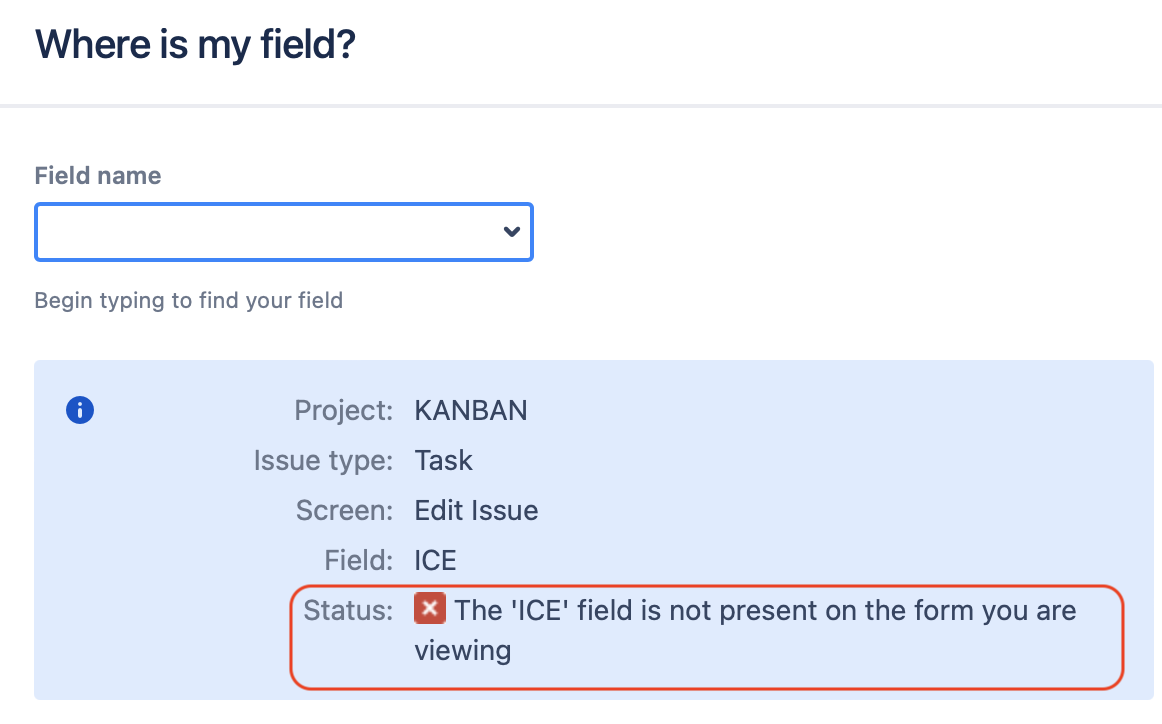 Check this field using "where is my field?"