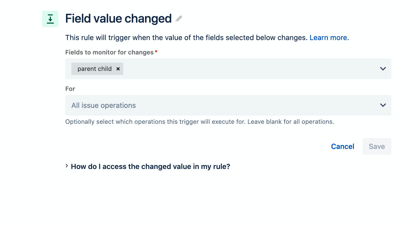 Field value changed
