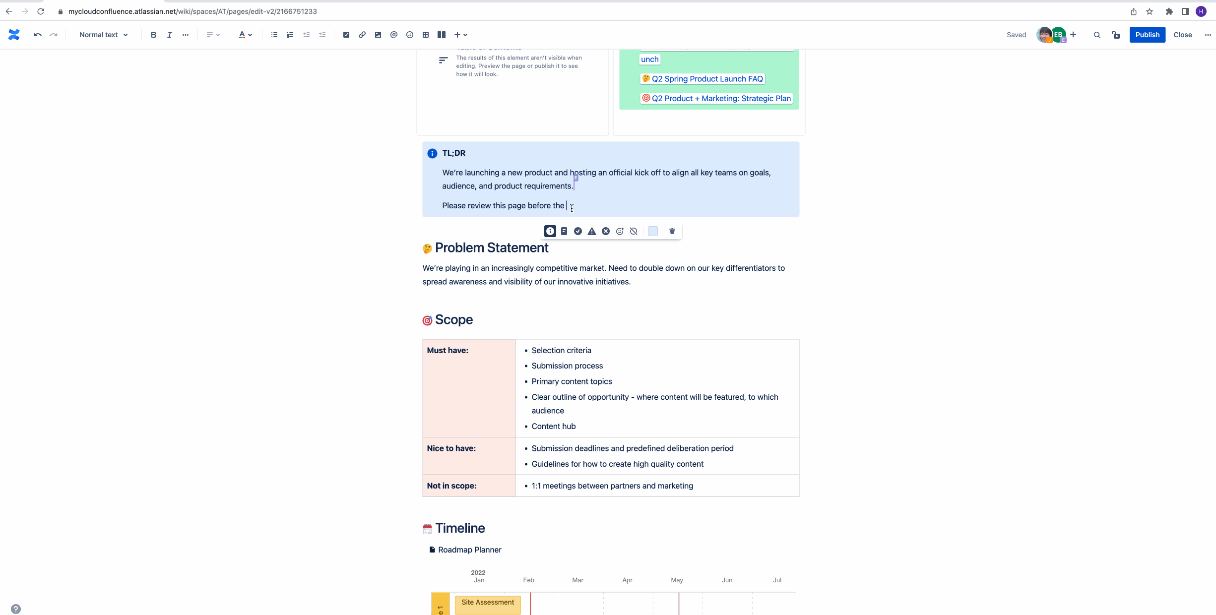 Confluence ページでの共同編集