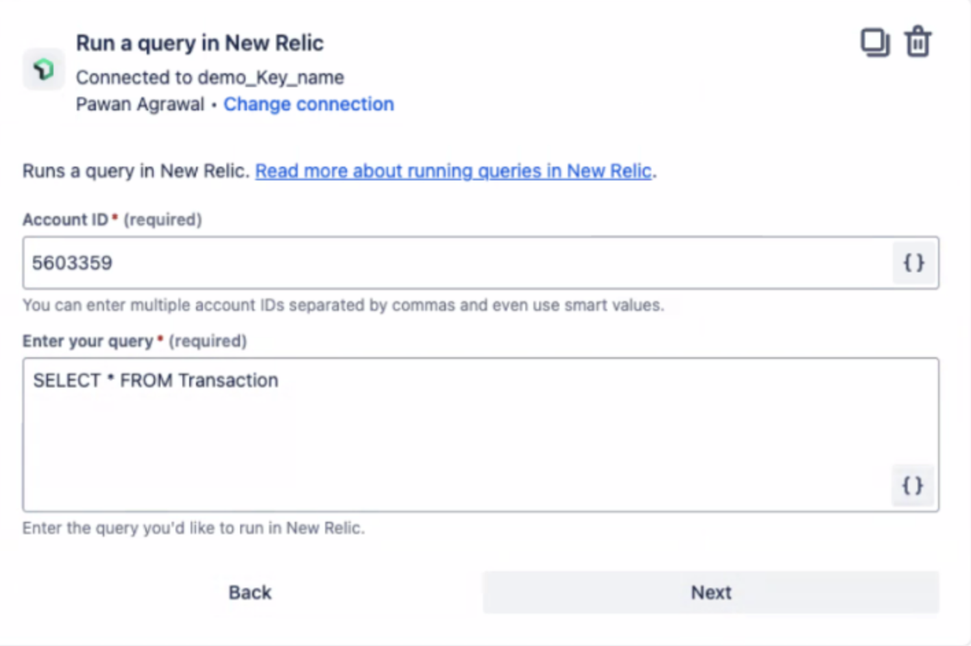 Run a query in New Relic