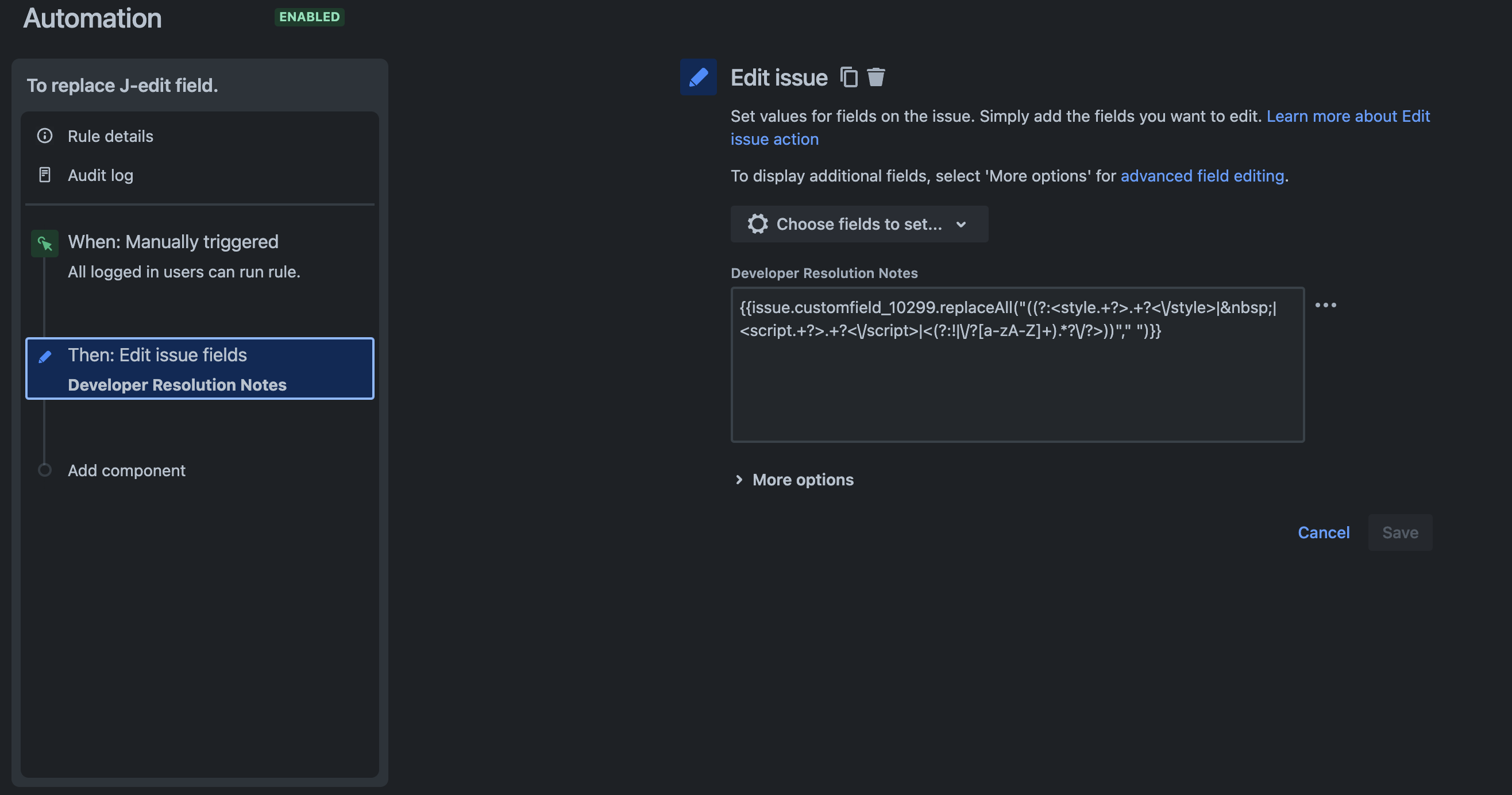 Automation rule sample