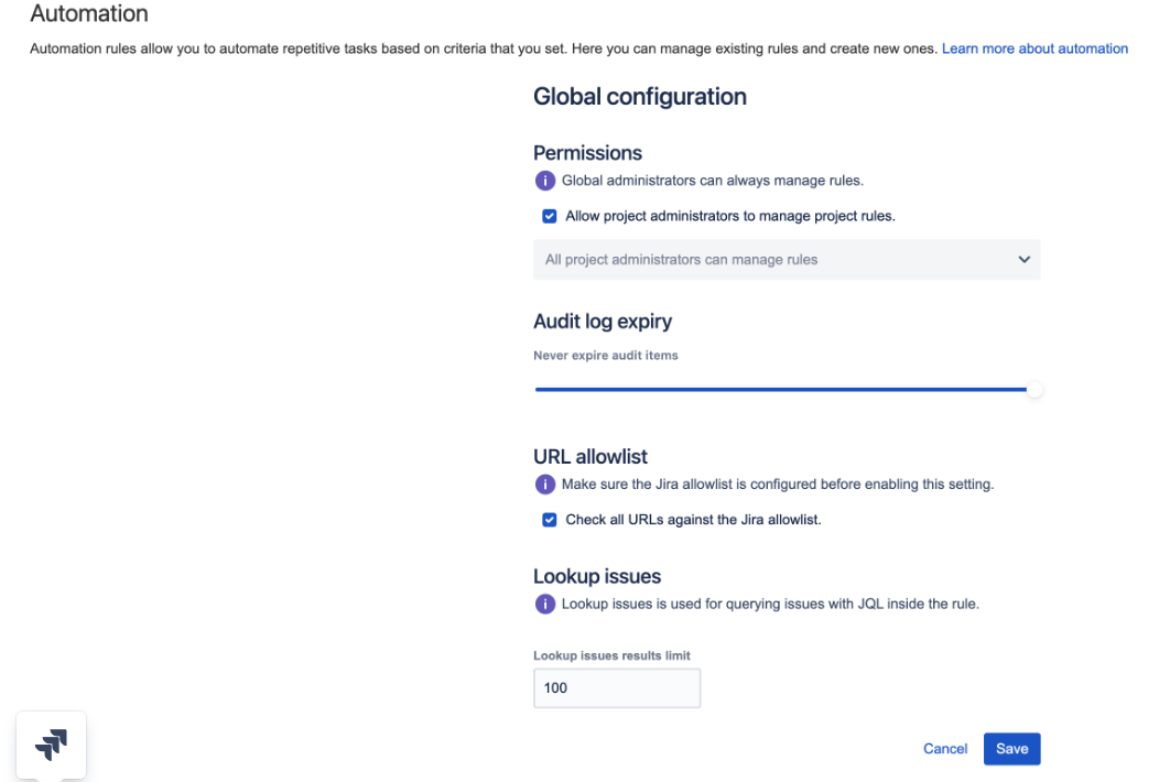 Automation Global configuration url allowlist 