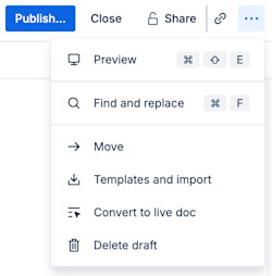 下書き状態から、[その他のアクション] メニュー