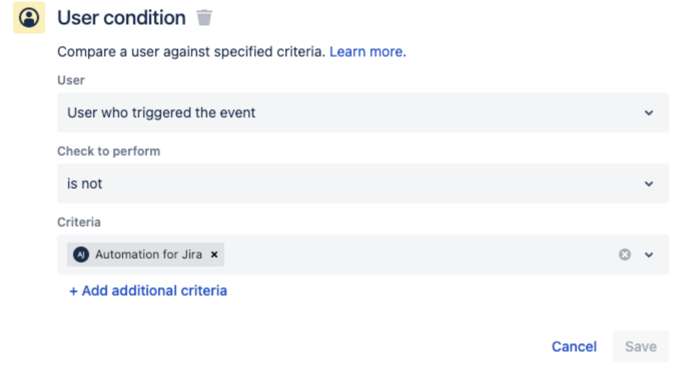 Automation rule user condition