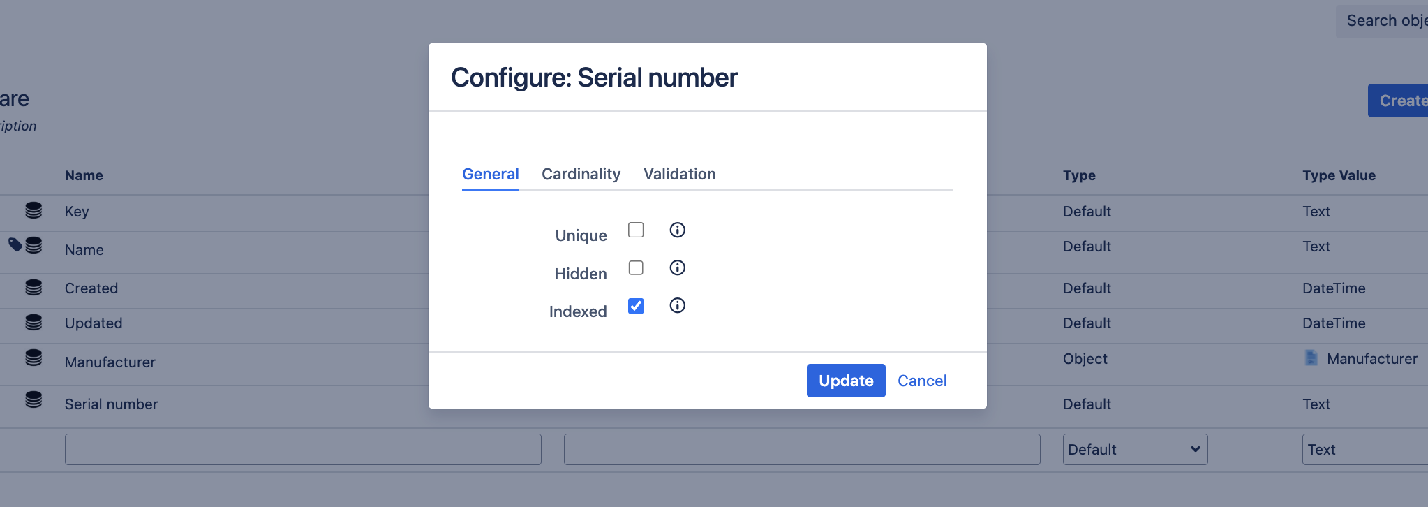 Configuration details for a specific attribute.