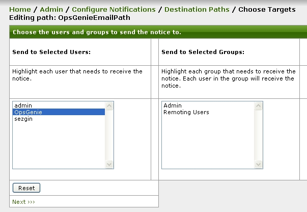 OpenNMS choose target