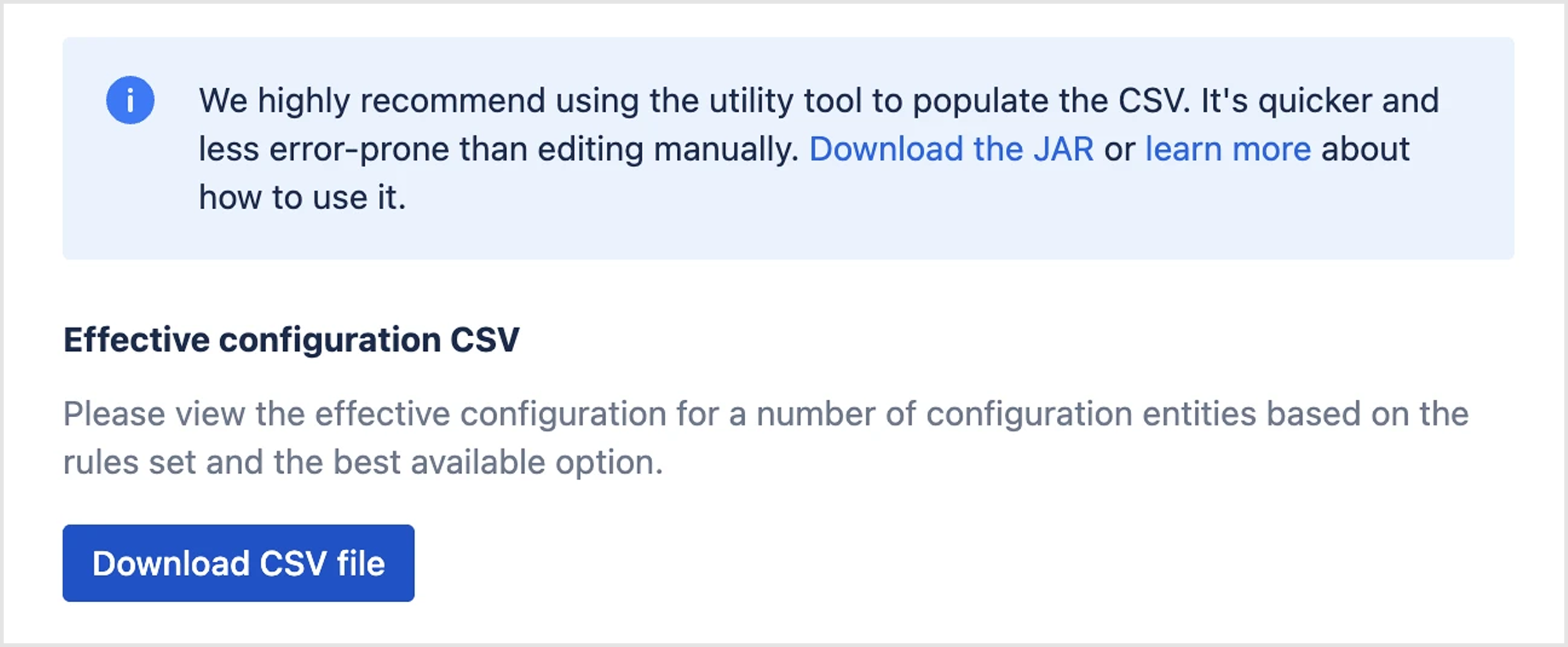 The Effective Configuration CSV section