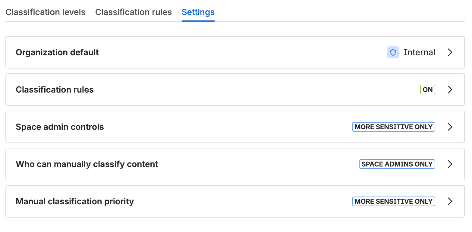 Data Classification screen in Atlassian Administration
