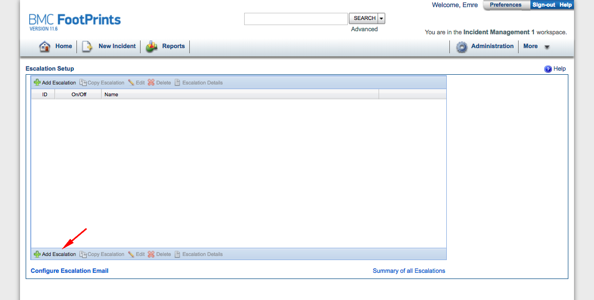 BMC FootPrints escalation setup