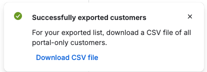 Success message for Export