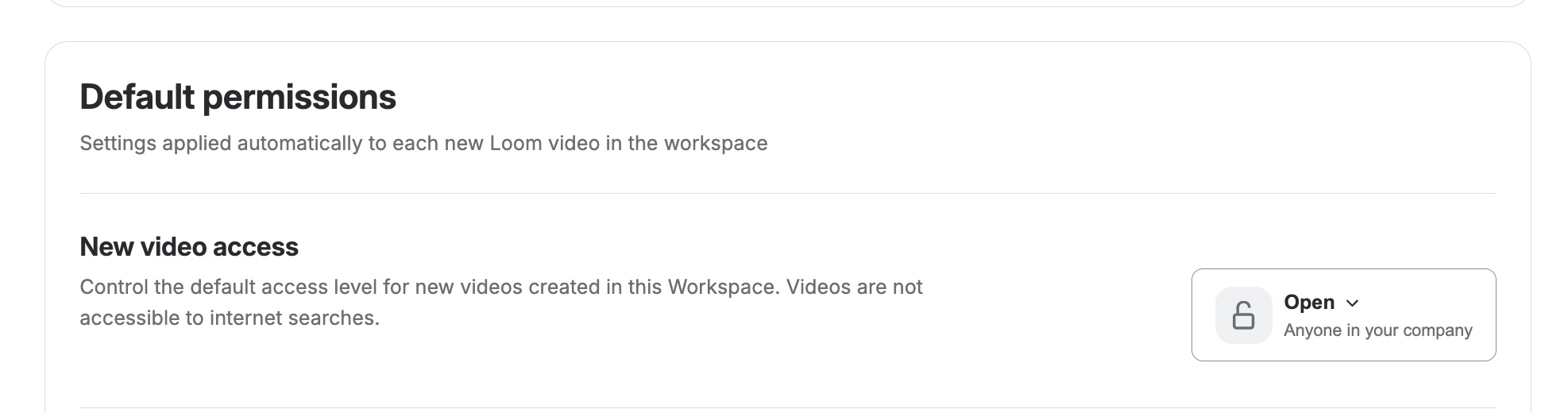 Default permissions in settings