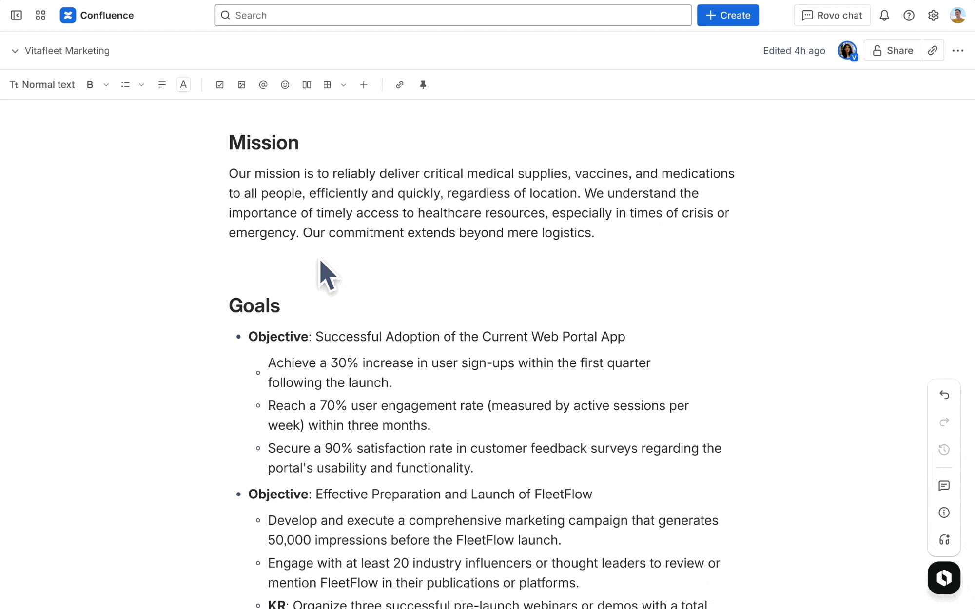 Process for inserting a block template into a Confluence page