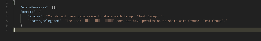 Error Message about the Add share permission