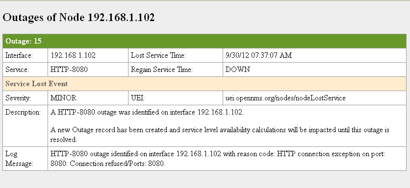 OpenNMS のノードの停止