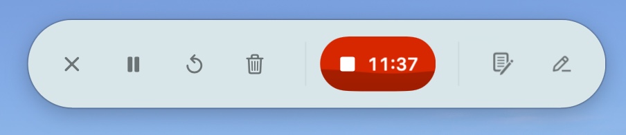 The Loom toolbar while recording.
