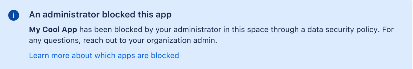 An administrator has blocked this app