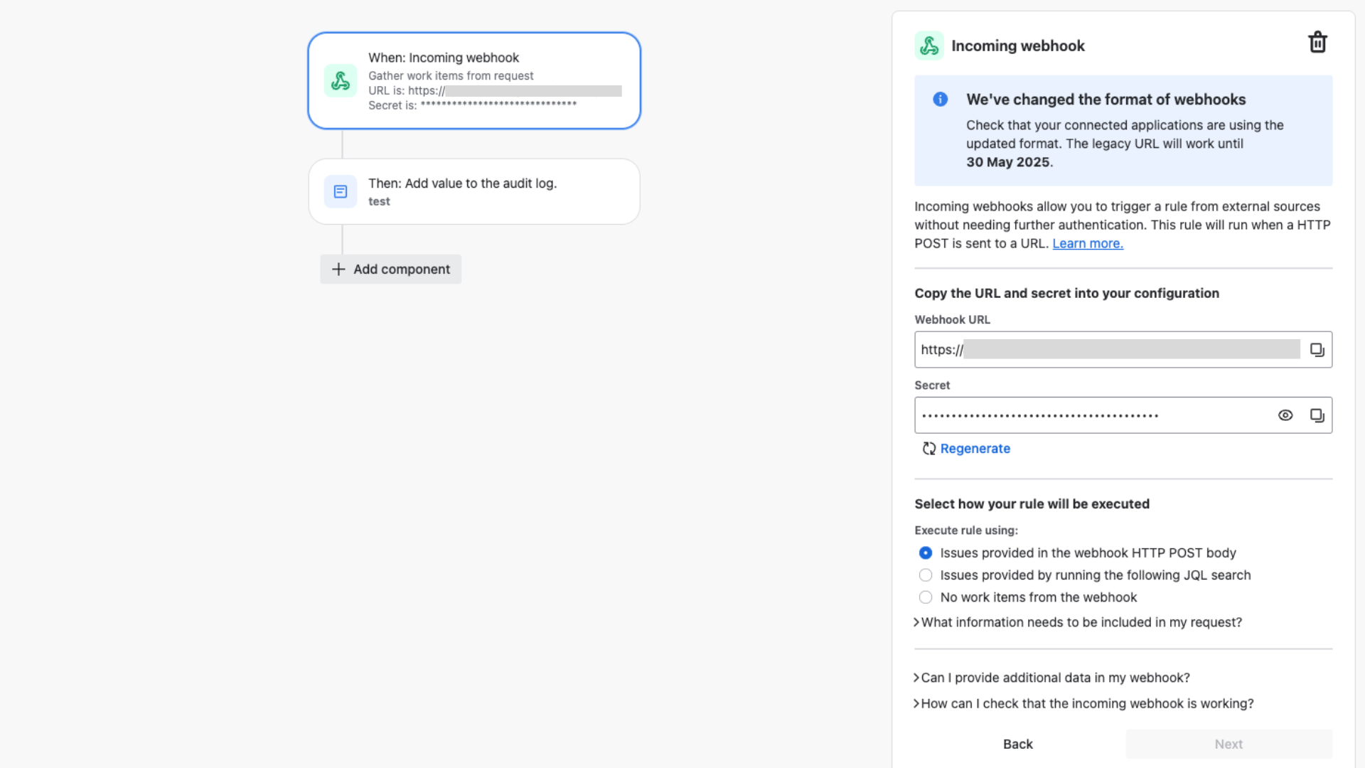 Incoming webhooks trigger in Atlassian Automation