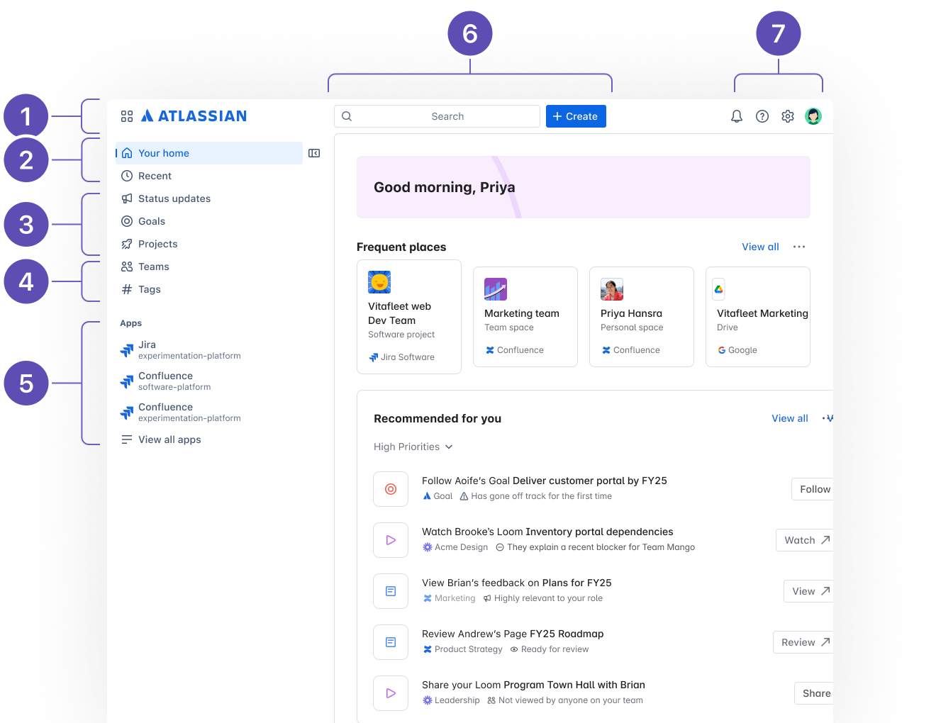 Atlassian Home's new navigation