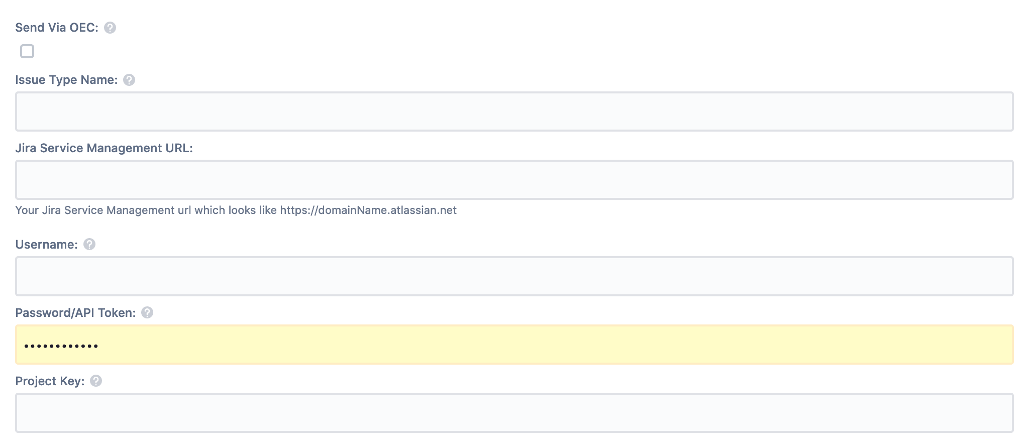 A screenshot showing where to do other configurations in Opsgenie's JSM integration.