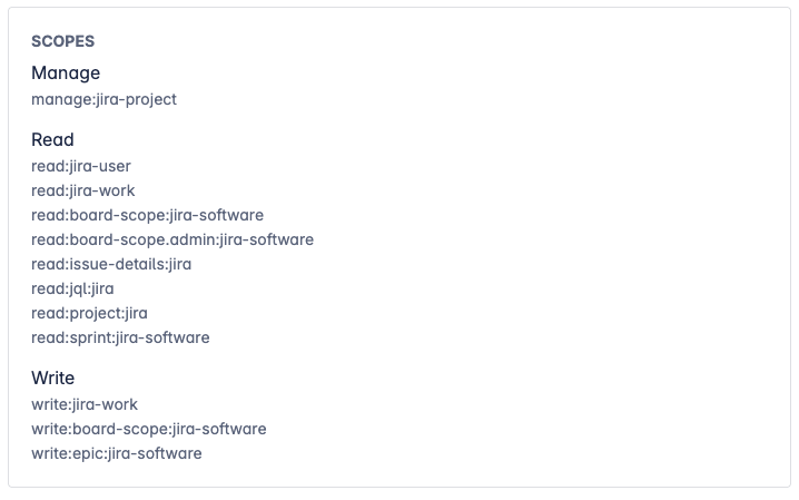 Image of Jira align API token Scopes