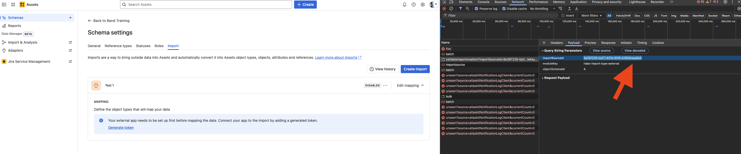 Example of the importSourceId field as found in the browser's DevTools.