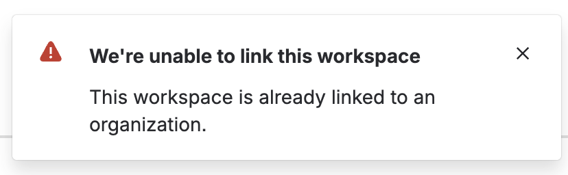 image of unable to link workspace error