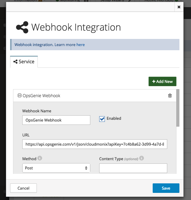 CloudMonix webhook