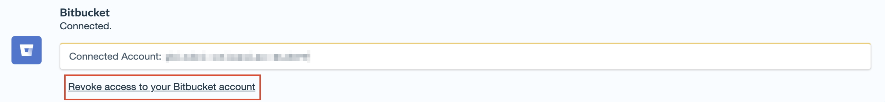 Revoke access to your Bitbucket account button