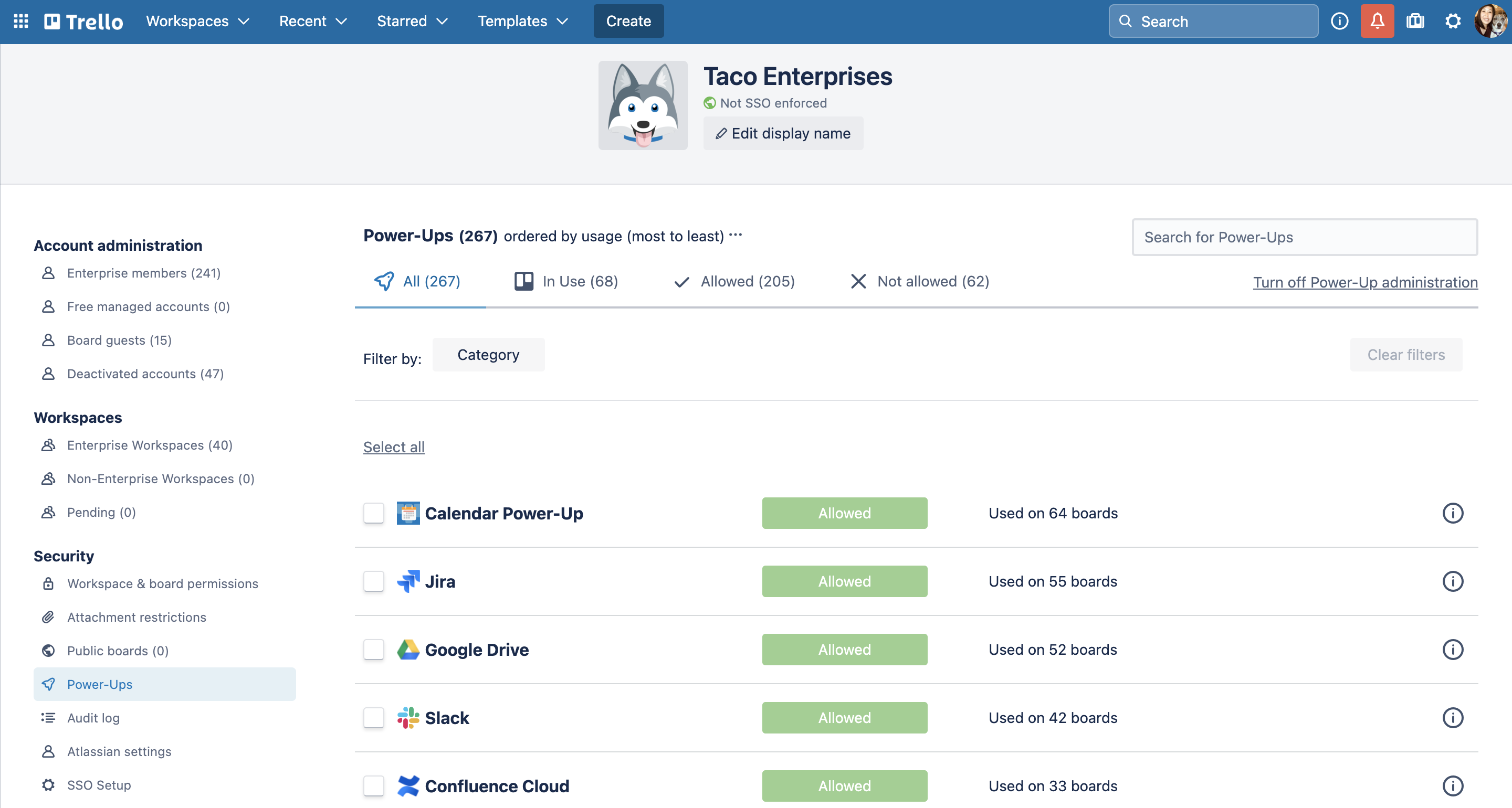 Enterprise power-up administration settings 