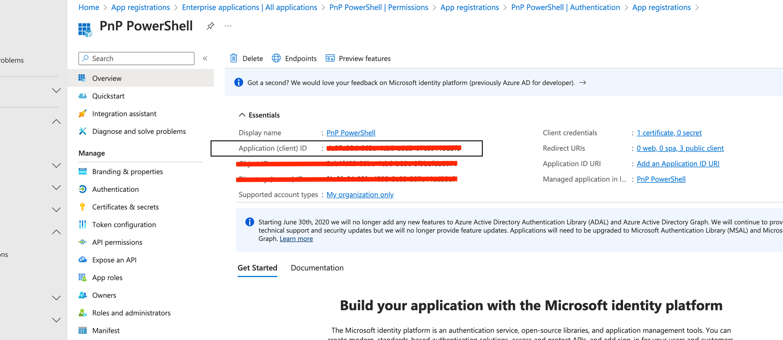 Screenshot of the PnP PowerShell overview screen