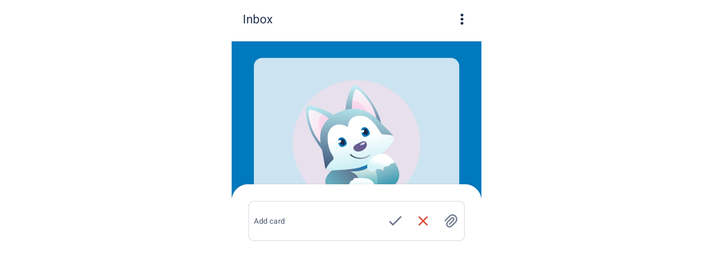 Trello mobile, showing the option to add a card to inbox.