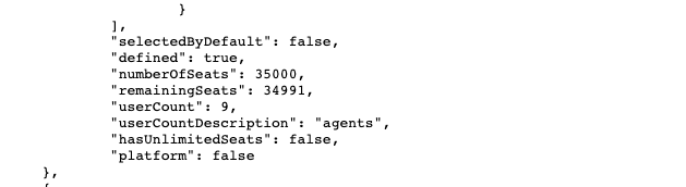 See numberOfSeats property in the JSON