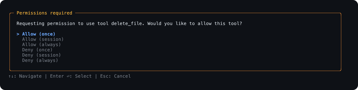 Rovo Dev will ask for permission on first tool use