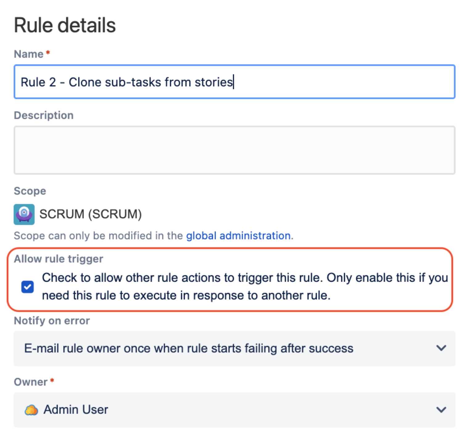 checkbox to Allow other rule to trigger this rule