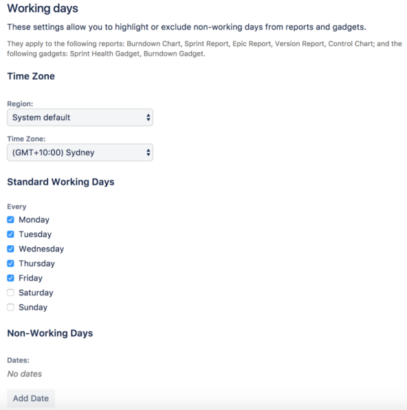 Configure Working Days Jira Software Cloud Atlassian Support