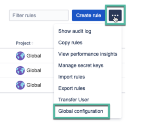 Automation rule global configuration option