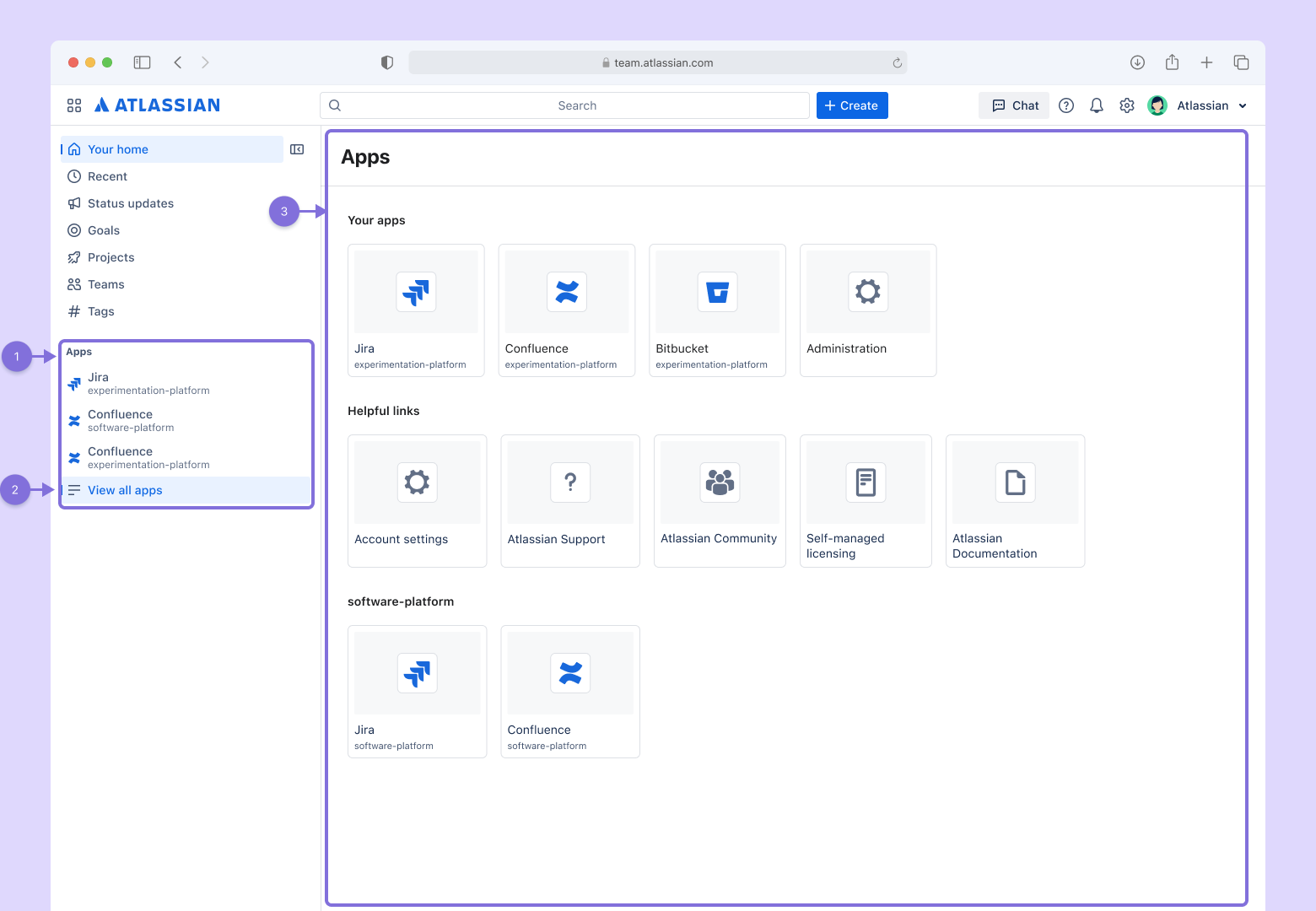 Apps in Atlassian Home