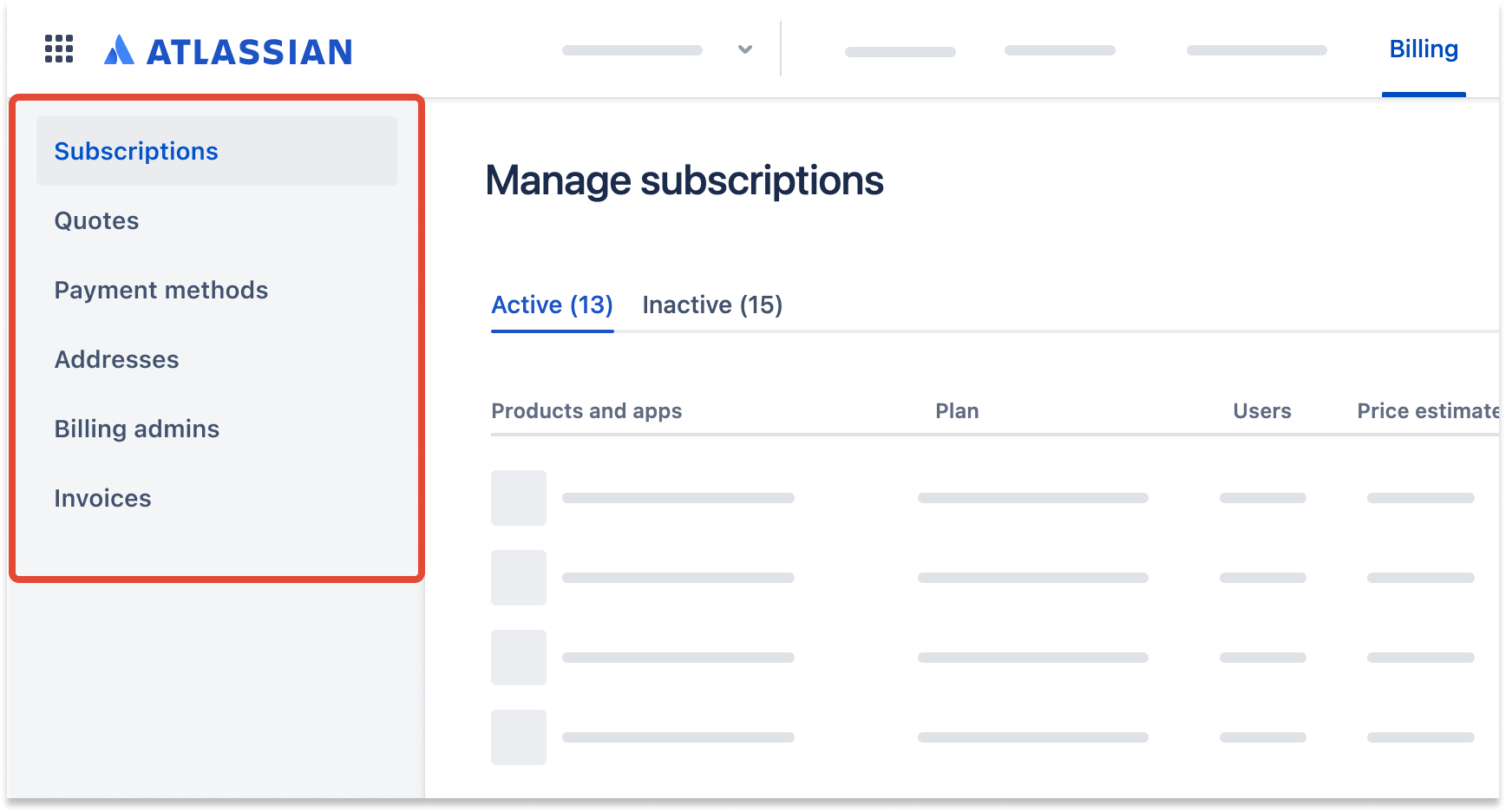 Image showing the improved Atlassian billing interface