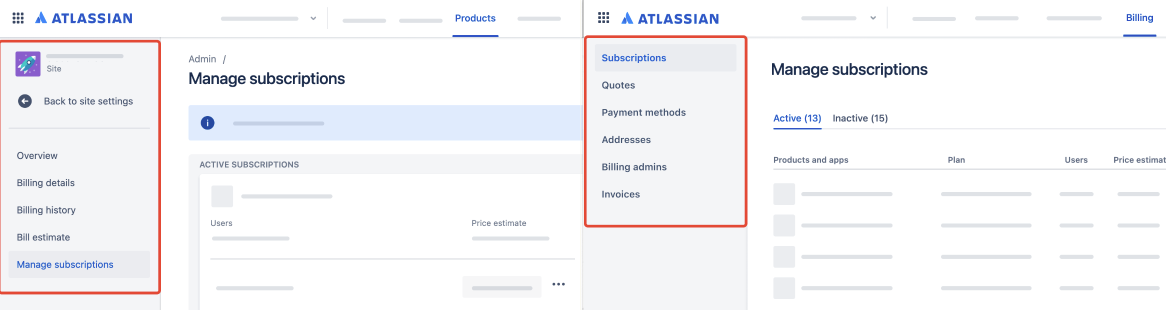 Image of the old and new Cloud subscription experience