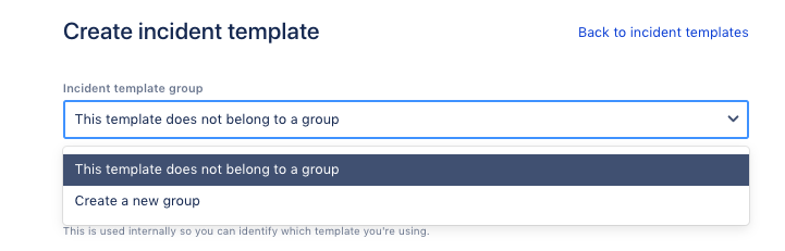 The dropdown menu showing template groups