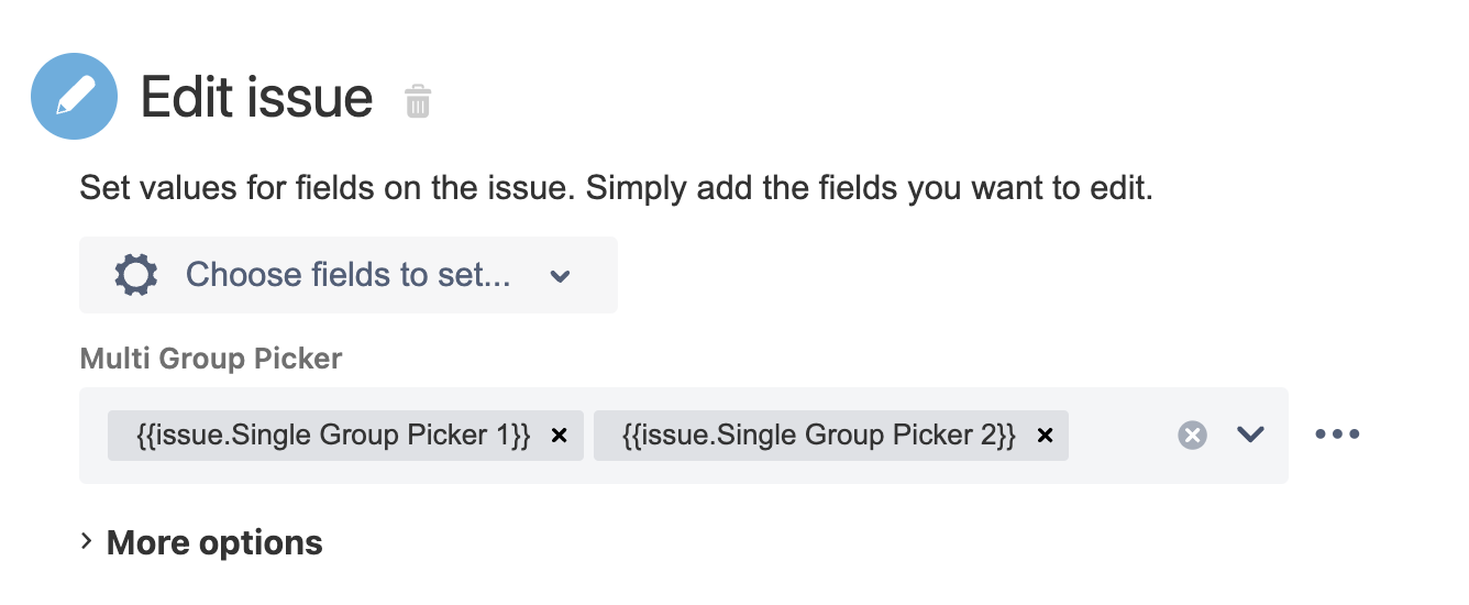 Scenario 2 - Various methods to update a group picker (multiple groups) field