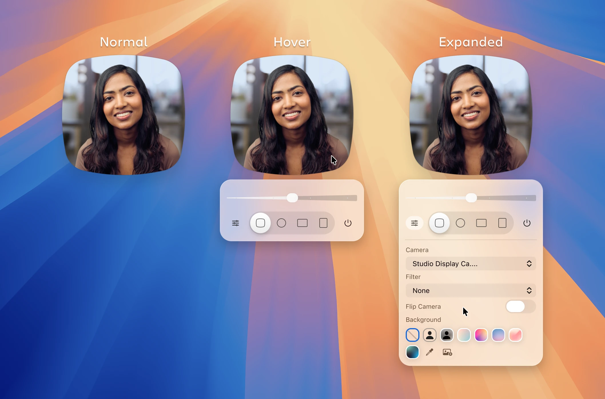 Loom's camera bubble settings.