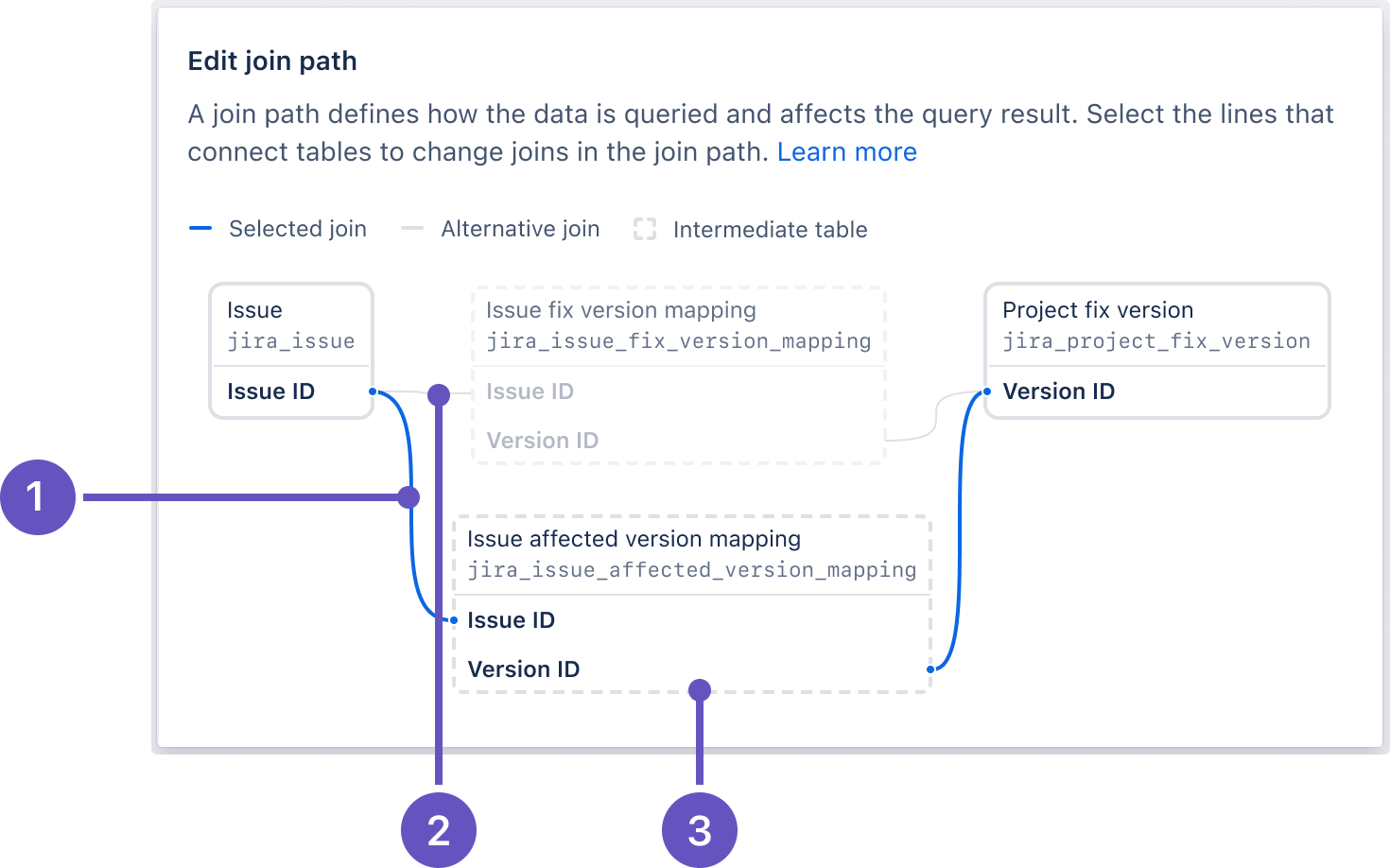 Annotated guide for key elements in the join path diagram