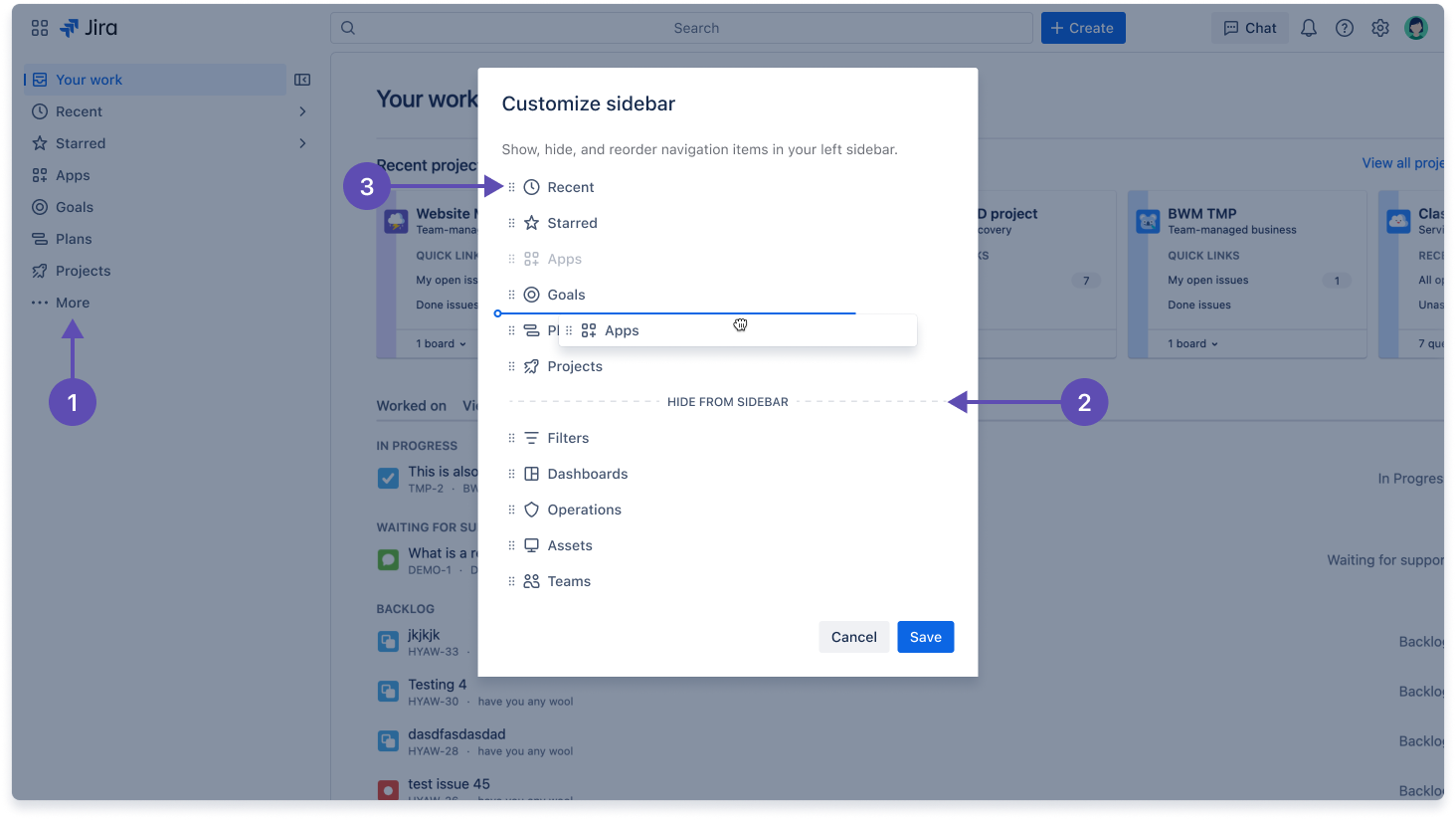 Customize Jira's sidebar