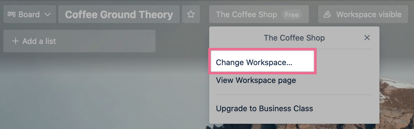 Changing a Workspace from board view