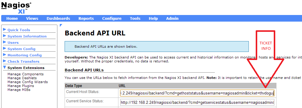 Nagios XI ticket